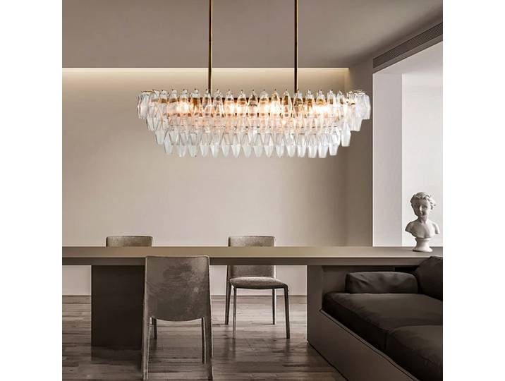 Style américain Long plafond en verre clair suspension de luxe Vintage lampe suspendue sur Table à manger Suspension lampara Lustres
