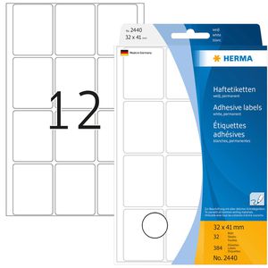 Herma Vielzwecketiketten 2440, weiß, 32 x 41mm, 32 Blatt, 384 Stück