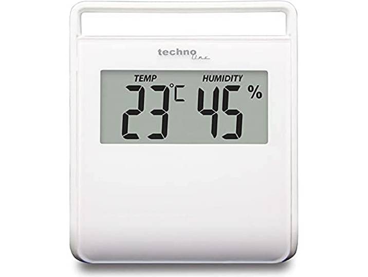 techno line WS9440 Bürothermometer mit Innentemperaturanzeige und Innenluftfeuchteanzeige, perfekt für die Überwachung von Temperatur und Luftfeuchte im Innenraum, Weiß