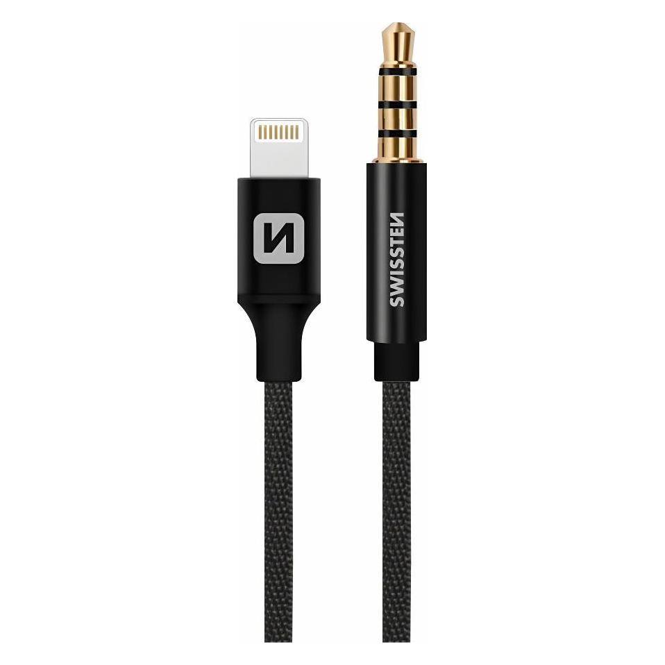 Swissten Textile Audio Adapteris Lightning / 3 / (1.50 m, AUX Kabel) (73501213)