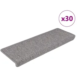 vidaXL Stufenmatten Selbstklebend Sisal-Optik 30Stk. 65x21x4cm Silbern