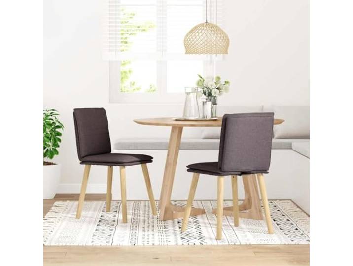 POUFGDR Essstühle, 2 Stück, dunkelbraun, Stoff Massives Gummibaumholz, dicker Schaumstoff, weiches und atmungsaktives Polyester, Esszimmer, Wohnzimmer, Lesen