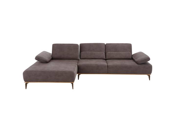 Valnatura Ecksofa 16580 Sprint, Mokka, Metall, Uni, 4-Sitzer, Ottomane links, nicht einzeln stellbar, L-Form, 298x176 cm, Goldenes M, Typenauswahl, Lederauswahl, Stoffauswahl, seitenverkehrt erhältlich, Hocker in verschiedenen Holzarten individuell planbar, Wohnzimmer, Sofas & Couches, Wohnlandschaften, Ecksofas