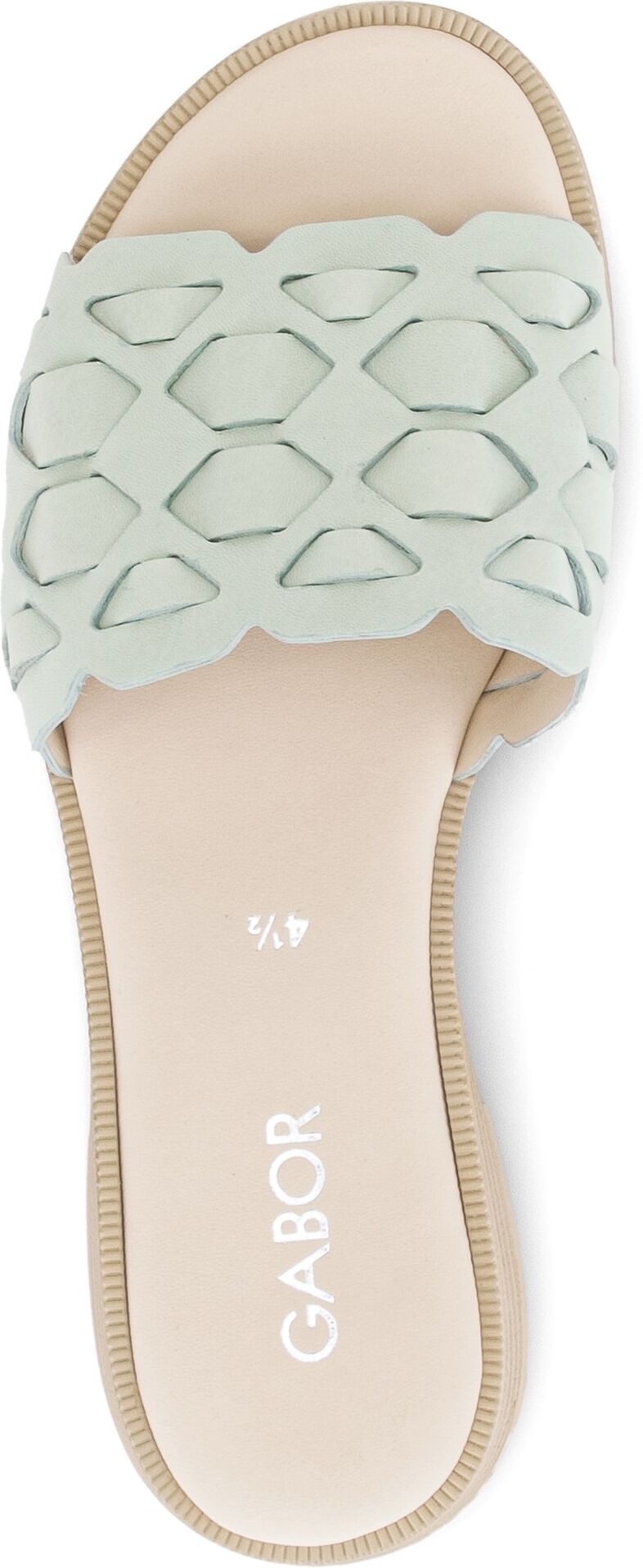 Pantolette GABOR, Damen, Gr. 39, beige (pistazie), Nappaleder, Schuhe Pantolette, Blockabsatz, Sommerschuh mit hübschen Flechtriemen