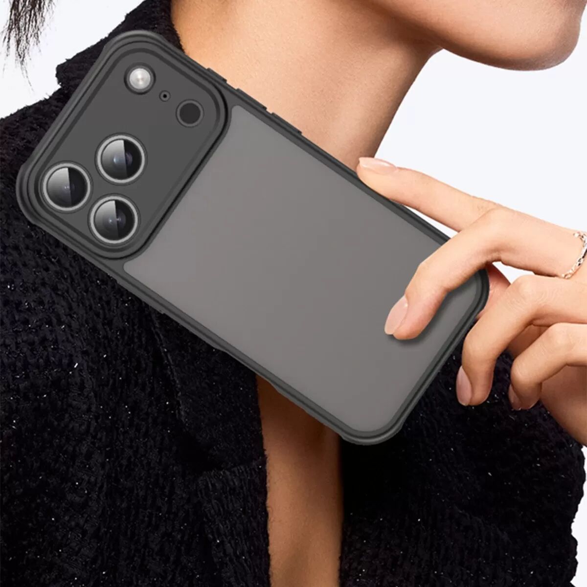 INF Schwarze, matte magnetische Handyhülle kompatibel mit iPhone 17 Air - Stoßfest, Anti-Fingerabdruck