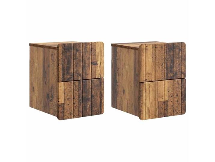 Heofavd Wandmontierter Nachttisch 2er Set Altholz 33x34,5x43cm Hängekonsole