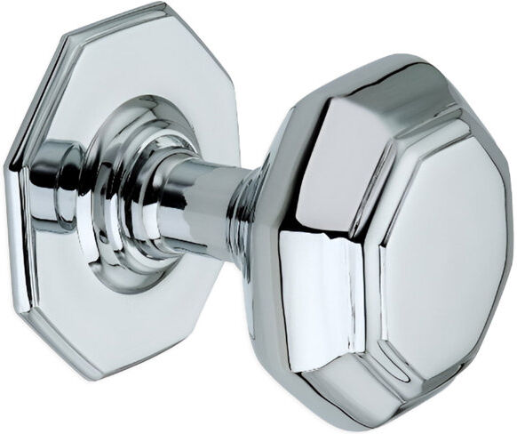 Spira Brass Octagonal Centre Door Knob Polished Chrome 9cm H X 8.2cm W