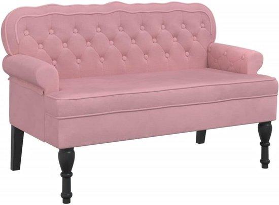 Famanu Bank 120 cm mit Rückenlehne - Samt Rosa
