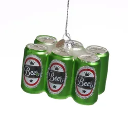 MARELIDA Weihnachtsbaumschmuck SIXPACK Bier Glas inkl. Aufhänger H: 5,1cm grün