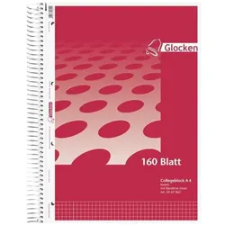 5x Glocken, Heft + Block, Collegeblock Glocken-Design A4 60g/qm 160 Blatt 4-fach gelocht kariert (A4, Kariert)