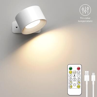 Friendly Fresh Finds USB Rechargeable Magnetic Wall Sconce Light With Remote Dimmable LED Wall Lamp 1pc White