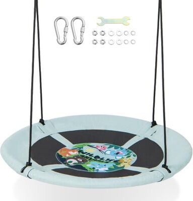 Costway 40 Inches Saucer Tree Swing with Adjustable Hanging Ropes and 900D Oxford Fabric-Forest