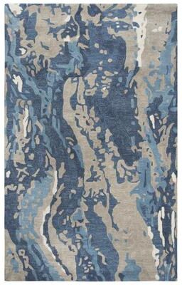 Alora Decor Lapis Blue, Grey, and Ivory Hand-tufted Wool Blend Rug