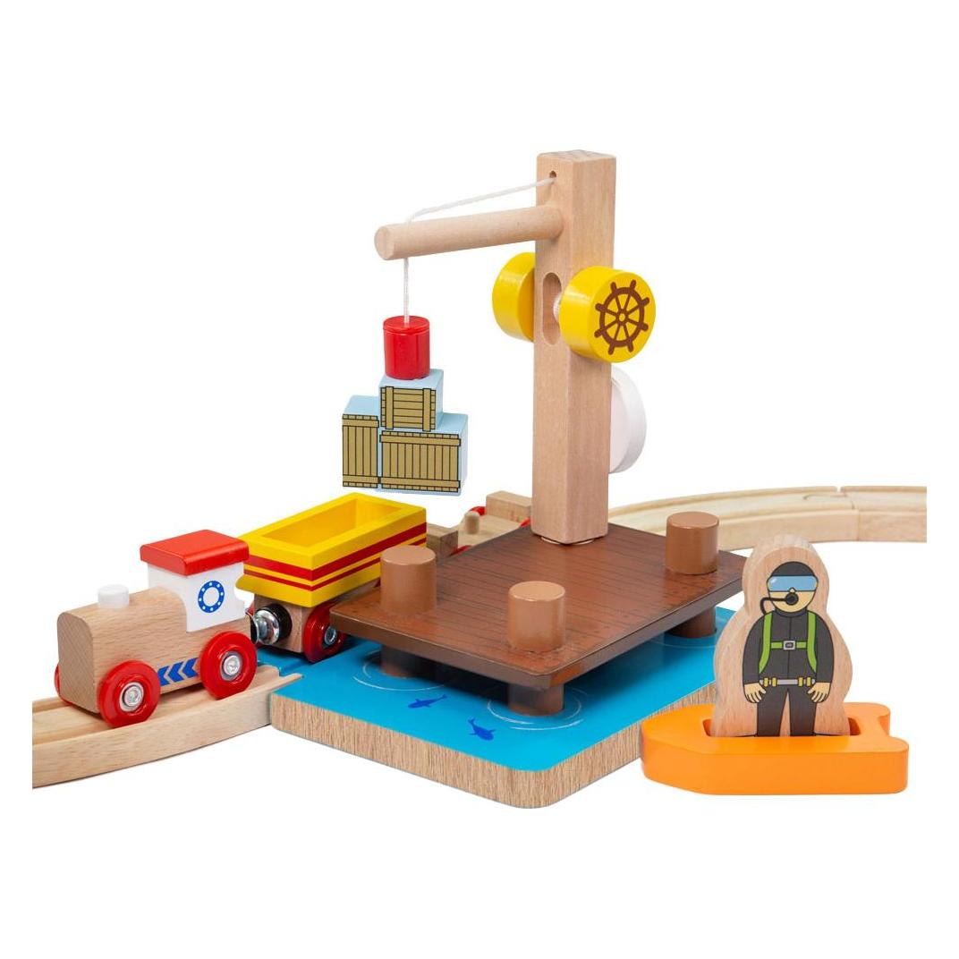 Bigjigs Wooden Rails Crane Dock mit Durchlass, 3 Stk. (BJT074)