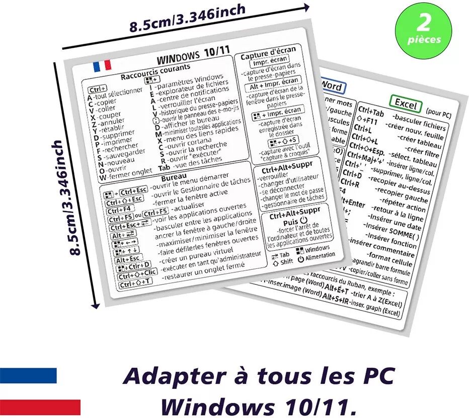 INF Autocollants de Raccourcis Clavier Français pour Windows - Améliorez Votre Productivité
