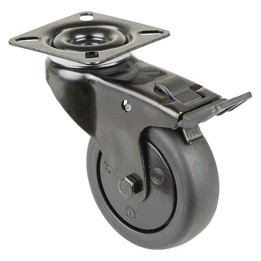 BS Rollen Lenkrolle mit Feststeller Rad-Ø 75 mm Tragfähigkeit 60 kg mit Anschraubplatte mit Totalfeststelle... (A820.A85.075.06)