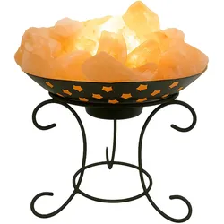Tischleuchte Salzkristalllampe Beistelllampe Nachttischlampe Schlafzimmerlampe Salzkristall Deko Salzlampe, Metall schwarz, 1x E14, DxH 25,4x25,4 cm