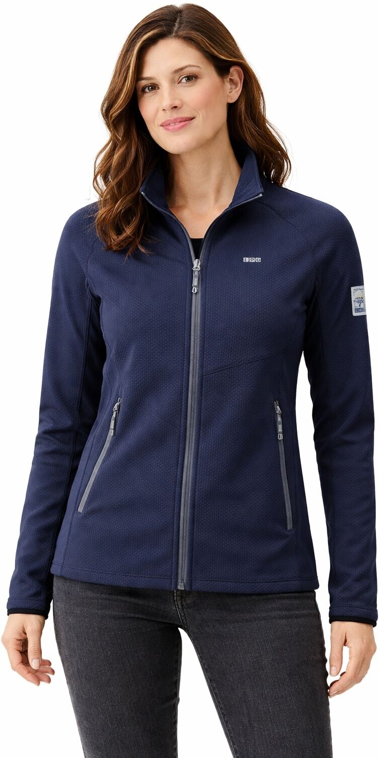 Fleecejacke LPO "He-Fleecejacke Kai", Herren, Gr. XL, blau (navy blazer), Fleece, 90% Polyester, 10% Elasthan, regular fit hüftbedeckend, gerader Abschluss mit Gummizug, Jacken Fleecejacke, Wabenstruktur, Reissverschlusstaschen, asymmetrisches Design navy