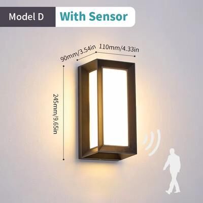 Inspired Finds AuroGuard Waterproof LED Outdoor Wall Light With Motion Sensor model D With Sensor warm White 16w