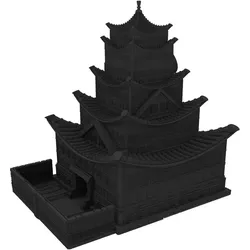 Feldherr Fates End Würfelturm Pagode schwarz – 3D gedruckt, detailreich (Kunststoff)