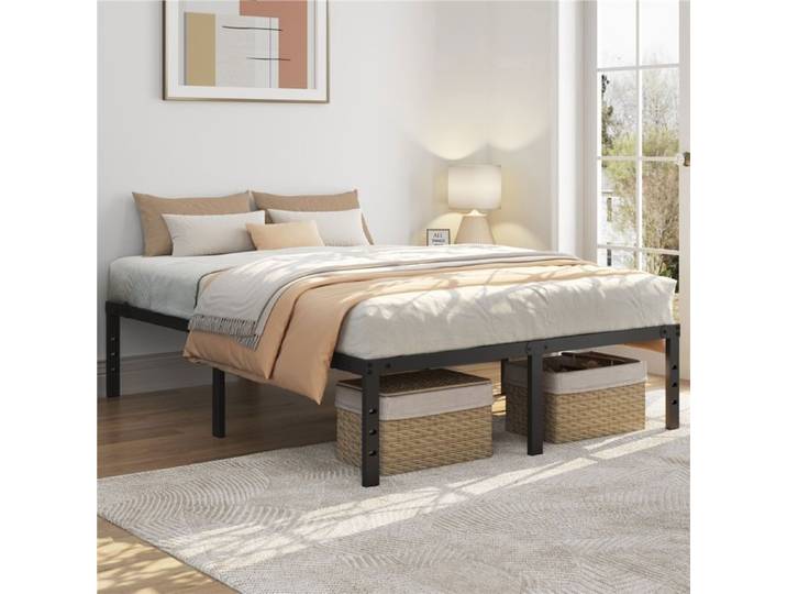 Cadre de lit double 2 personnes - YAHEETECH - Lit Double 140x200cm en Métal - Noir - Contemporain - Design