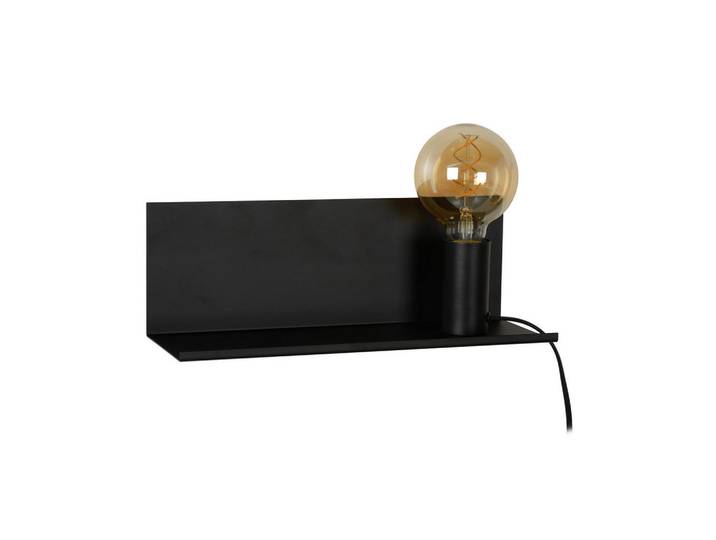 Lucide Wandleuchte Sebo, Schwarz, Metall, rechteckig, 12.5x13x37 cm, RoHS, Reach, Schnurschalter, Lampen & Leuchten, Innenbeleuchtung, Wandleuchten, Wandlampen mit Schalter