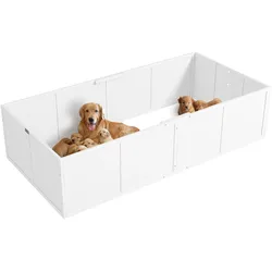 PawHut Hunde-Wurfbox, mit verstellbaren Eingängen, 196 x 96 x 48 cm, Weiß