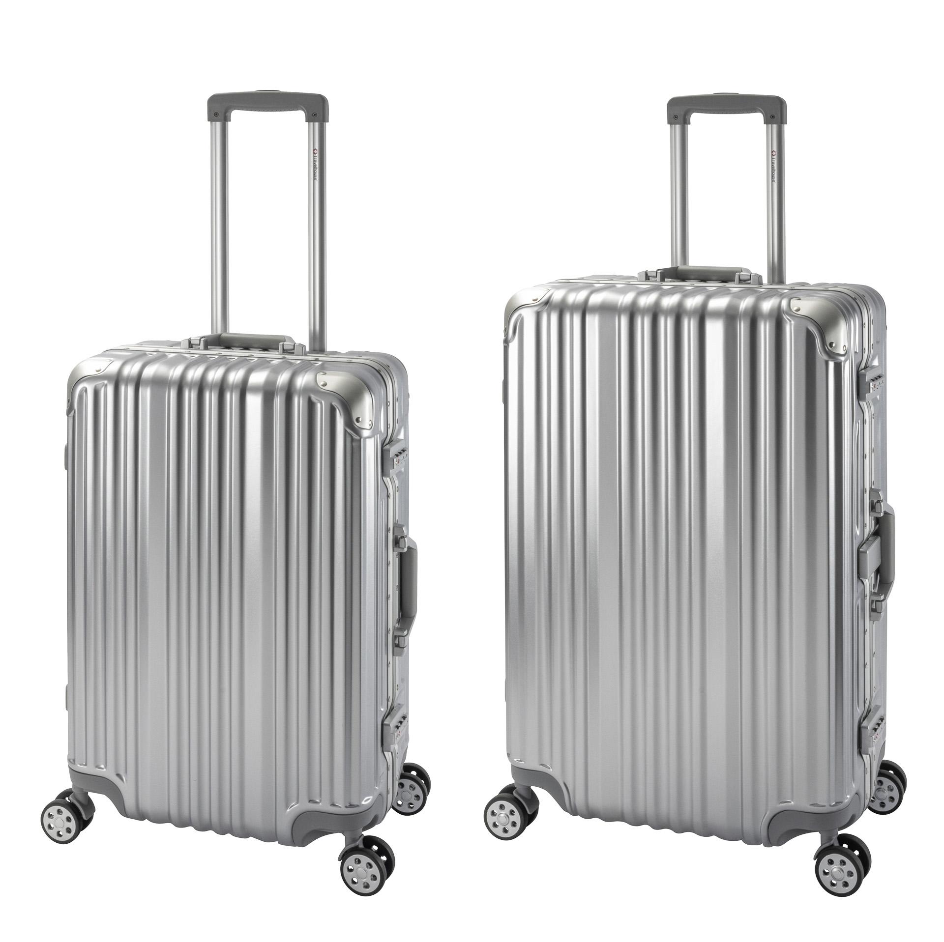 Travelhouse London - 2er Reisekoffer Set M+L - Polycarbonat Hartschale Silber