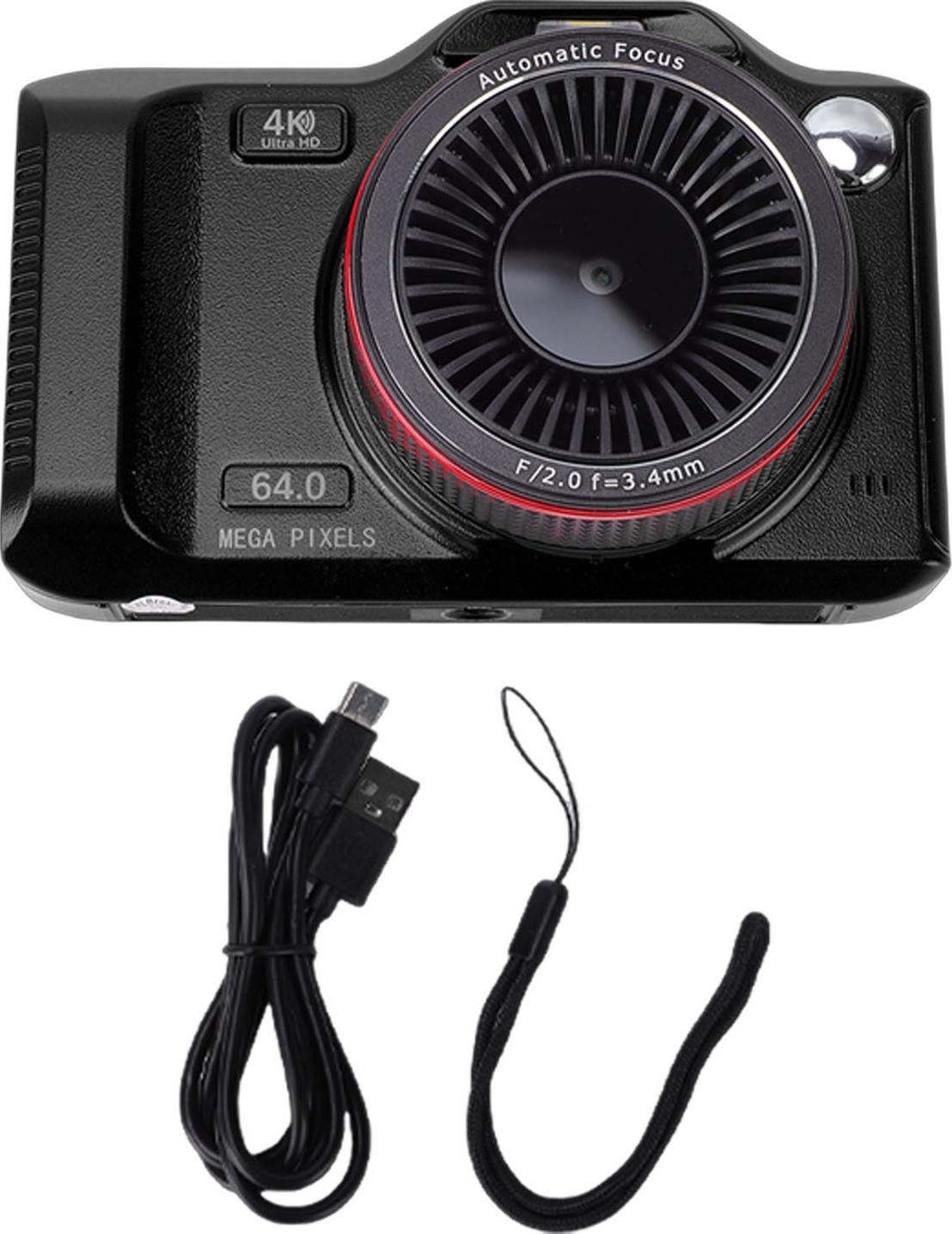 Gistuch 4K Camera met 64MP, WiFi en 18x Digitale Zoom, Zwart