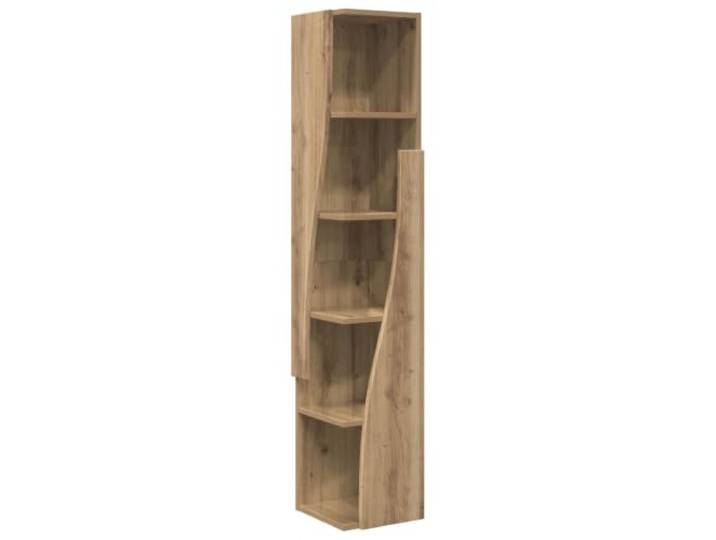 HKTMGDNG Eckschrank 27,5x27x140 cm Holzwerkstoff Artisan-Eiche Schlankes 5-Ebenen Eckregal aus Holzwerkstoff in Artisan-Eiche für Wohnzimmer und Flur zur platzsparenden Raumnutzung.