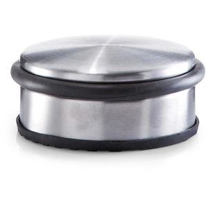Zeller Türstopper 13801, aus Gummi / Edelstahl, für den Boden, rutschfest, silber, 4,5 x 10cm