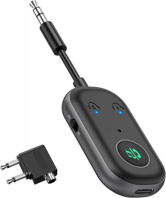 OQIMAX Bluetooth Adapter - Audio Zender en Ontvanger - Draadloos Luisteren - 2-in-1 Dual Connect - 13 Uur Speeltijd - Zwart