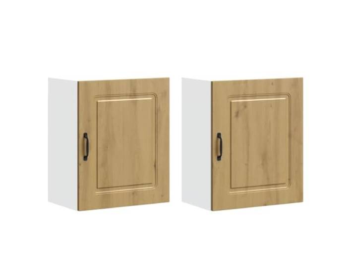 IBUQDDV Küchen-Hängeschränke 2 STK. Kalmar Artisan-Eiche Holzwerkstoff Wandbefestigung inklusive, Schrauben und Dübel nicht enthalten, feuchtes Tuch zur Reinigung, vielseitig einsetzbar