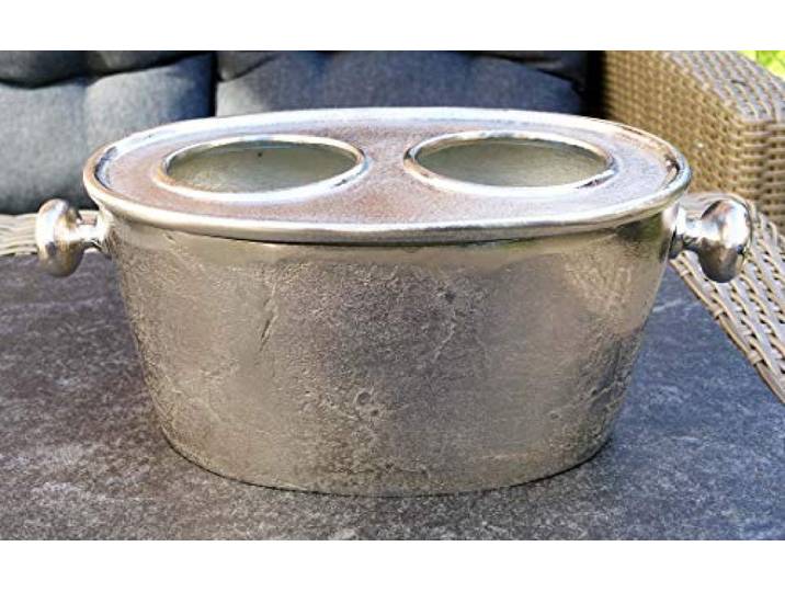 MichaelNoll Champagnerkühler, Weinkühler, Flaschenkühler, Aluminium, Silber - Kühler für Sekt, Wein und Champagner - 31 cm