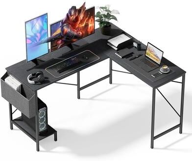 No L Shaped Desk Gaming Computer 50 Inch Reversible Corner Table PC Work Table for Writing Study