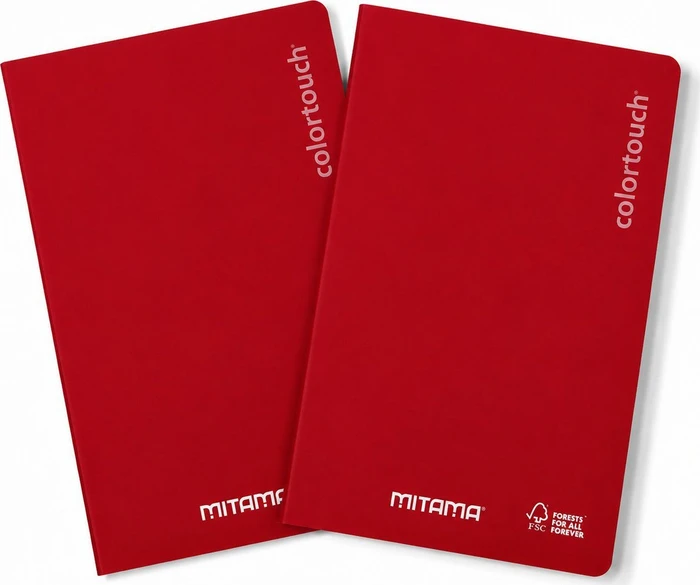 MITAMA, A4, liniert, 42 Blatt, rot - 2er-Pack