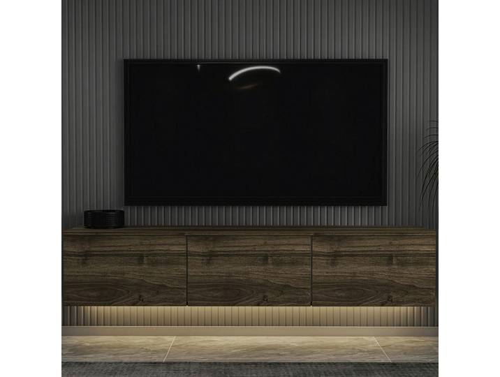 Mid.you Lowboard, Walnuss, 160x35x32 cm, hängend, Beleuchtung, Wohnzimmer, Wohnwände, Lowboards, Lowboards hängend