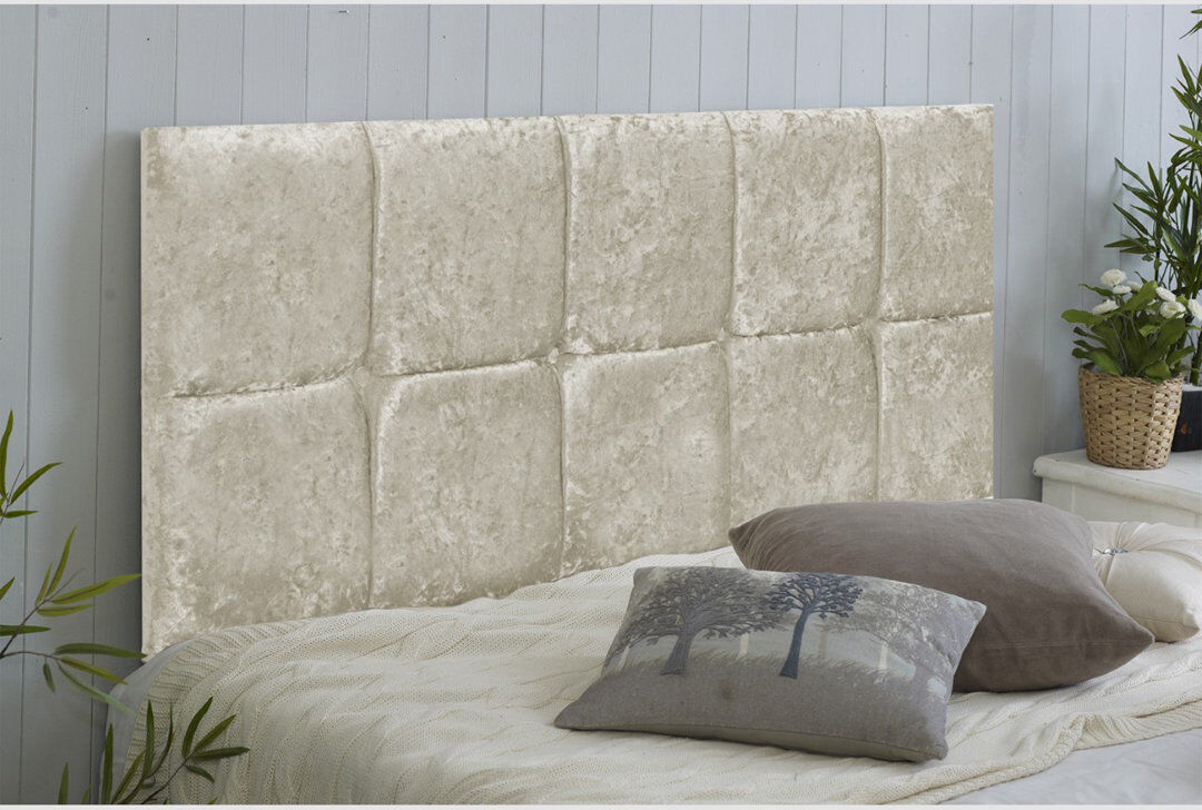 Rosdorf Park Shearer Upholstered Velvet Headboard Cream Double (4'6)