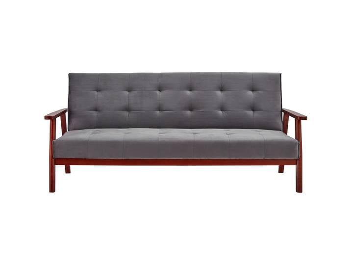 Bettsofa Ugo Dunkelgrau, Natur Samt, Eukalyptus B 190 T 85 cm Verstellbare Lehne