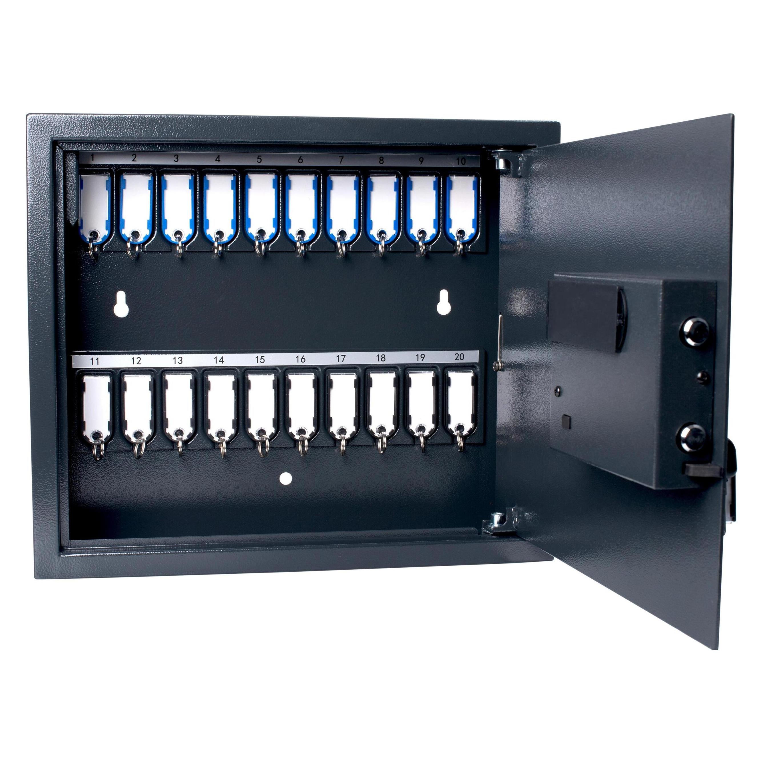pavo High Security Schlüsseltresor grau mit 20 Haken Elektronikschloss (8015641)