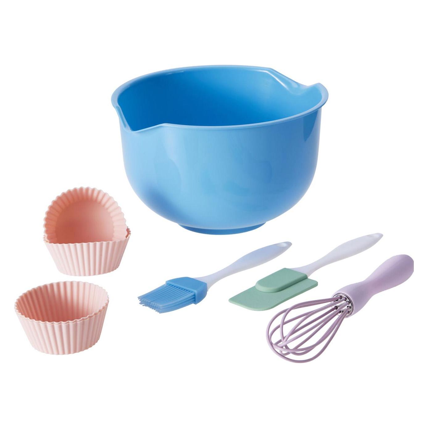 La Cucina 10-teiliges Kinder Backset mit Teigschüssel, Schneebesen, Spatel & 6 Silikon Muffinförmchen (69674391)