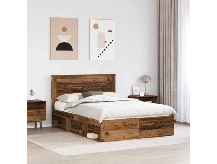 KTHLBRH Bettgestell aus altem Holz, 140 x 190 cm, Kiefer massiv Lattenrost, fester Lattenrost, leicht zu reinigen, minimalistisches Design, für Schlafzimmer