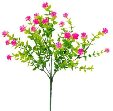 Nearly Natural 14-in UV Resistant Artificial Flowering Mini Rose Bush - Set of 12