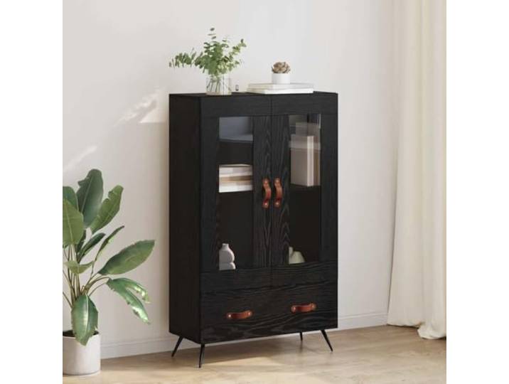HEFZGDB Modernes Highboard in Weiß mit viel Stauraum – Highboard für Wohnzimmer mit Wandhalterung aus Holzwerkstoff mit stabilen Metallbeinen für Ihr Interieur