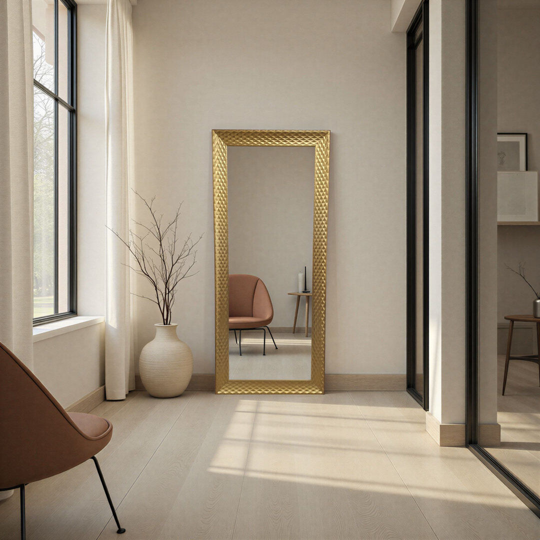 Canora Grey Diamont Tall Framed Bevelled Mirror Gold 164cm x 72.5cm