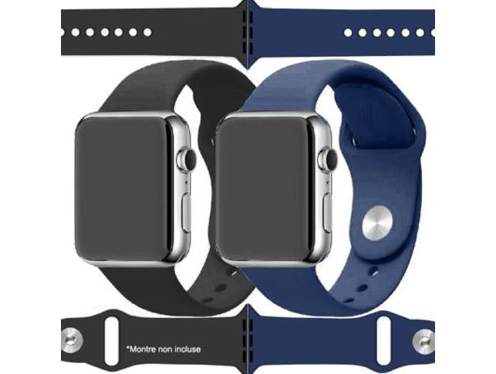 Ibroz - Bracelet Apple Watch Softtouch 40/41mm Noir+Bleu