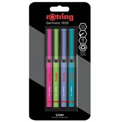 ROTRING Fineliner-Feinfaserschreiber 0,4mm Fun Farben 4er Blister