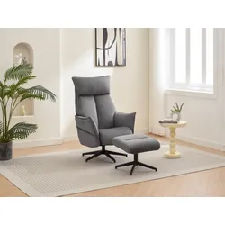 gepolsteter Relaxsessel mit Hocker - dunkelgrau