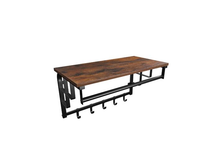 Hansiro Wandgarderobe Industriestil, Braun, Holzwerkstoff, 27x30x66 cm, Garderobe, Garderobenpaneele, Wandgarderobe