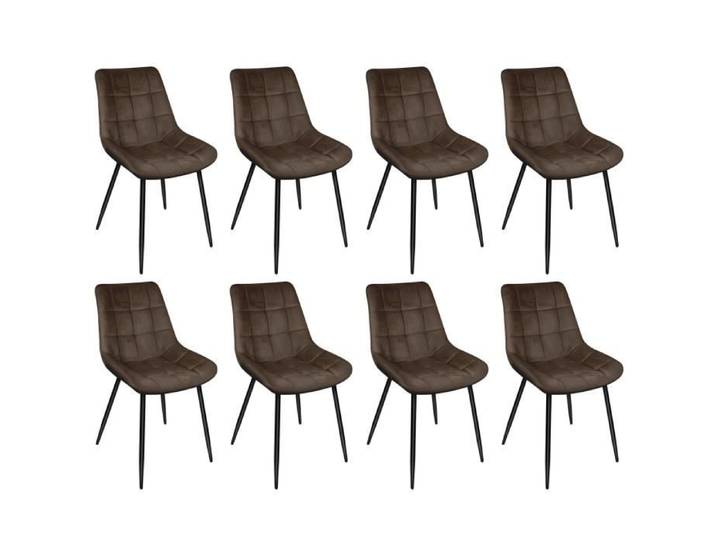 Chaise de salle à manger - JEOBEST - Lot de 8 - Marron - Velours + Métal - Design Contemporain